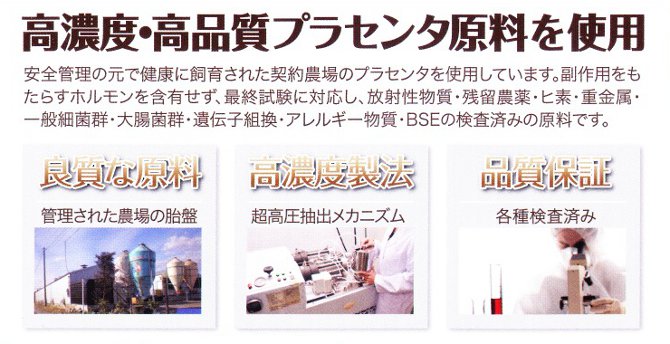 高濃度・高品質プラセンタ原料使用!