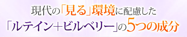 現代人の「見る」環境に適した「ルテイン+ビルベリー」の5つの成分